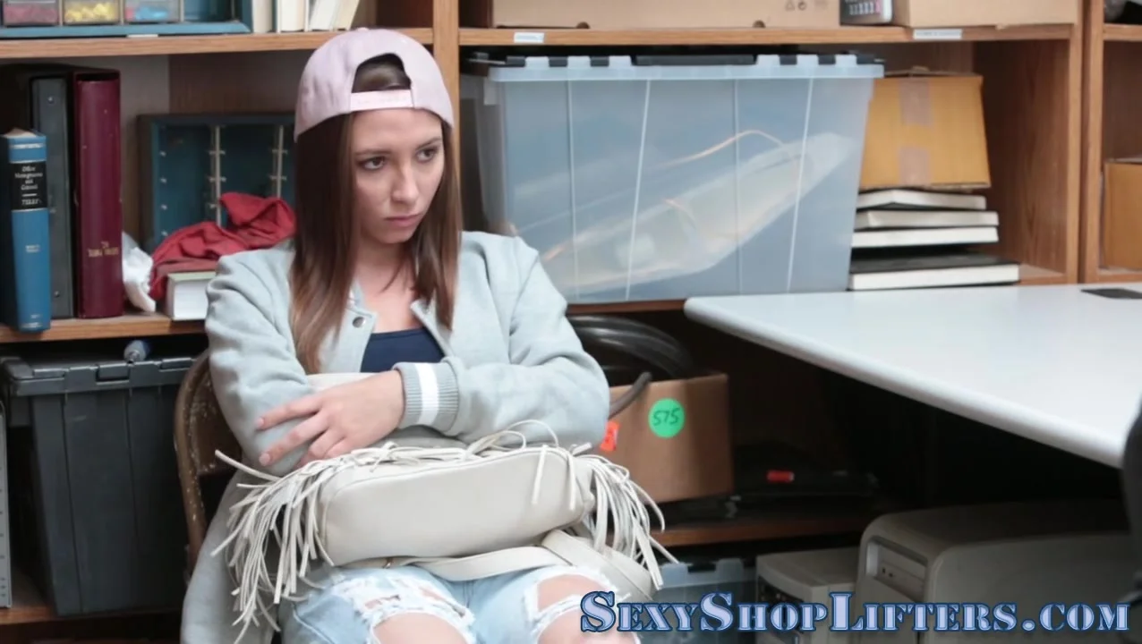 Real teenage brunette shoplifter gets cum