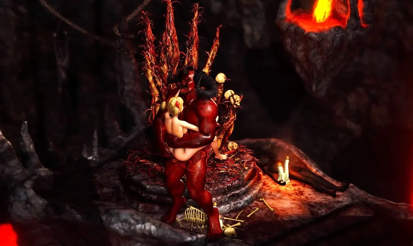 Inferno. Hot sex in hell. Devil fucks hard young sexy slave