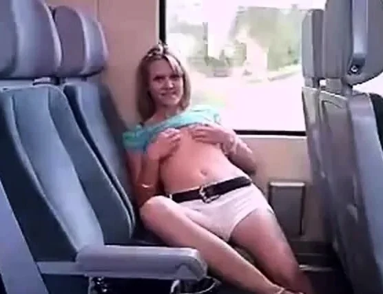 Hot amateur girl masturbate in public on a train!