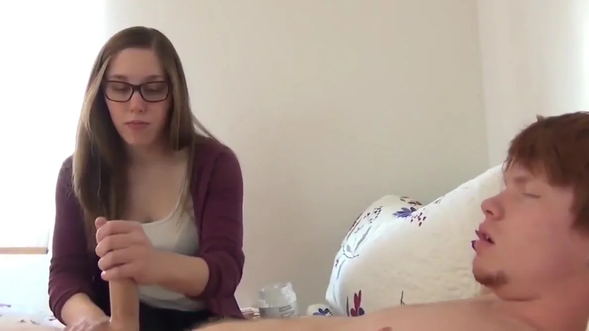 busty teen 18+ in glasses sucks her redhead roommate small cock