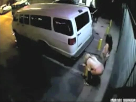 Three girls peeing in public on security camera