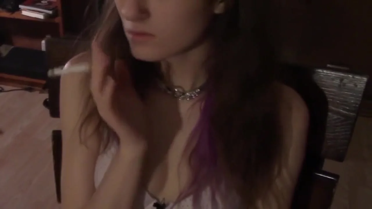 little young slut breaking the rules smokes in the house!