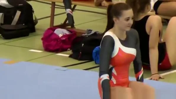 Sporty sweet teen 18+ girl warming up