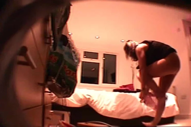 Step sister putting on new underwear