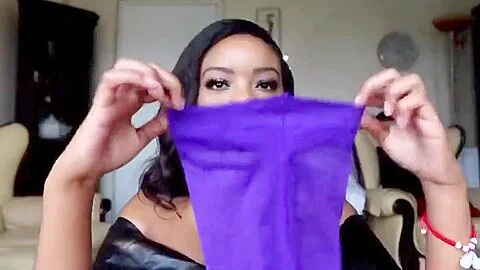 Purple Glossy Pantyhose On Brown Skin