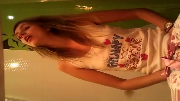Grumpy but gorgeous teen 18+ pissing