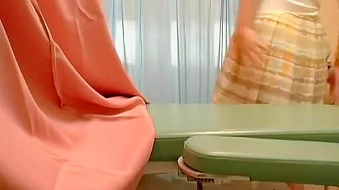 Kinky gynecologist masturbates looking at his patient's twat