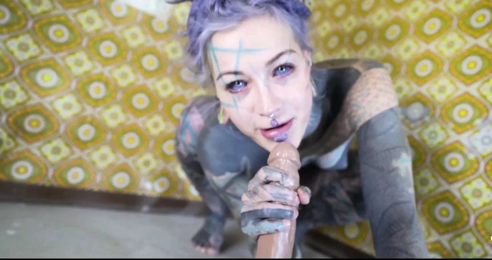 Alternative TATTOO Model Masturbating With Big Toy