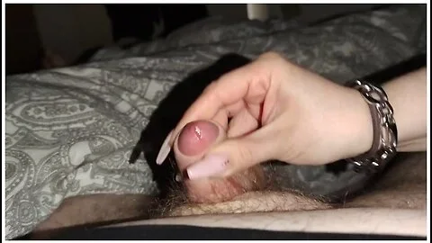 I Gave His Small Cock A Helping Hand Handjob With My Long Nails *huge Cumshot