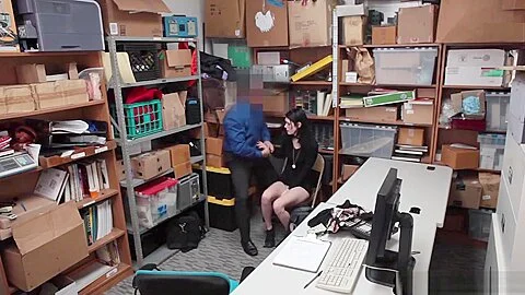 Slender teen 18+ Caught Stealing And Fucked By Security