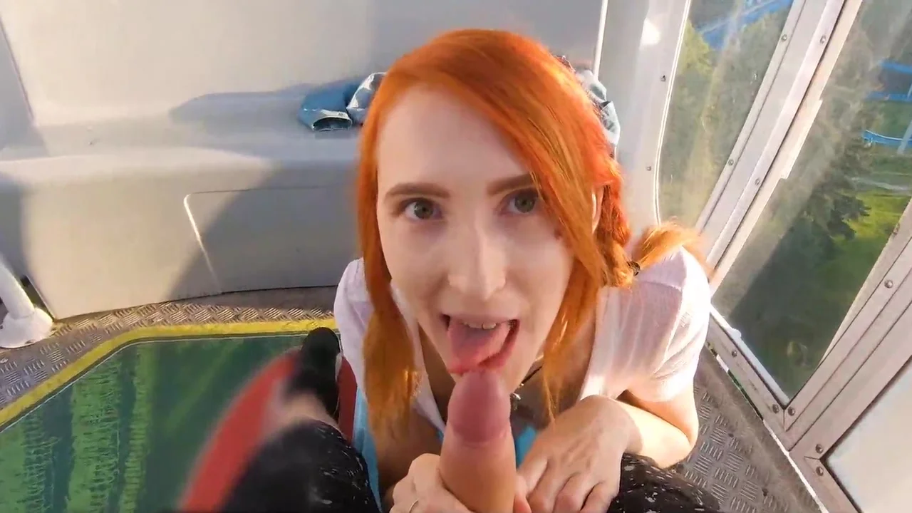 CUTE teen 18+ SWALLOWS HOT CUM - PUBLIC BLOWJOB ON FERRIS WHEEL