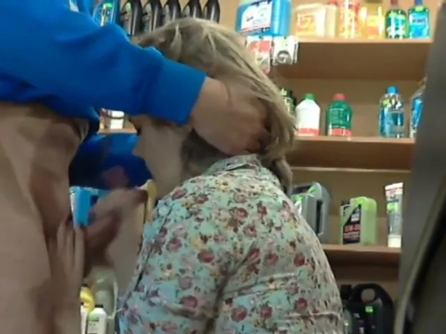Amateur blowjob in a shop