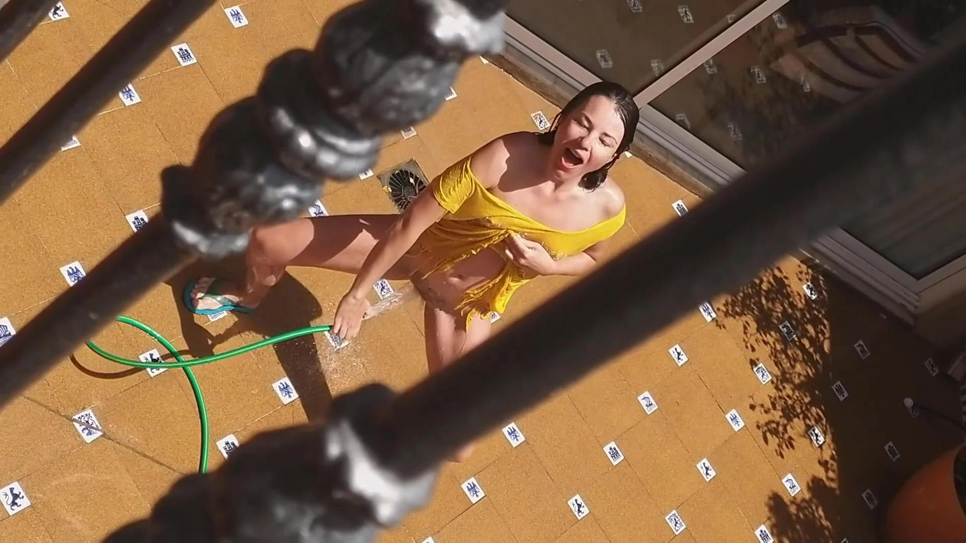 Piss From Balcony On My Sexy Neighbor During Her Shower # At Neighbor Exhibitionism