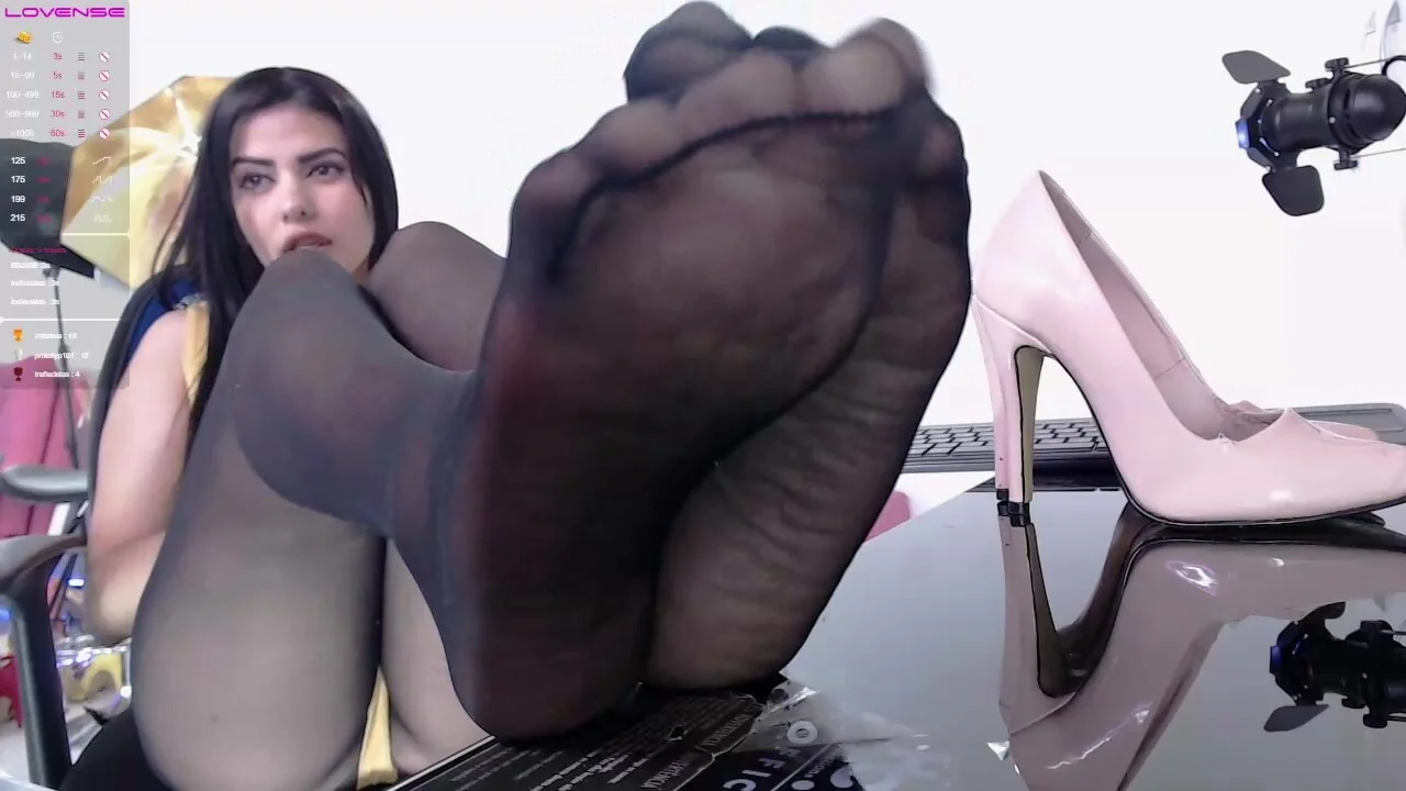 pretty brunette girl with sexy legs wearing black nylon
