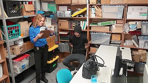 Milf Lp Officer Fucks A Male Shoplifter In Her Back Office