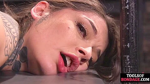 BDSM clothespins sub toyed n fingered after dildo throating