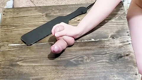 amateur girlfriend tenderizes my balls with ballbusting. bat & paddle