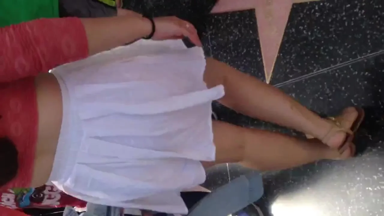 Big ass teen 18+ in see thru white skirt