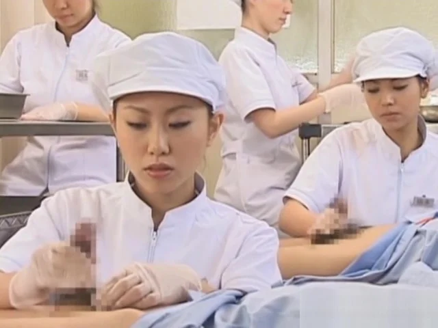 Japanese nurse slurping cum out of horny pecker