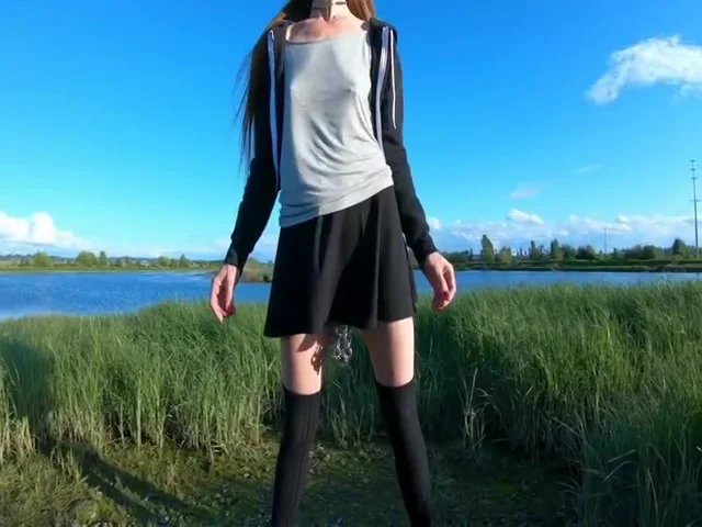 Public Pissing, Short Skirts, Public Pussy Chain, A Day In Town With No Diaper