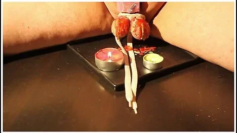 Easter Cbt Egg Painting . Candle Wax And Caning. Bdsm Ballbusting