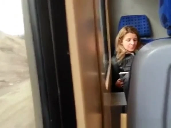 Dude wanks his cock in train