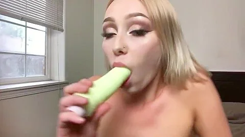 Blonde Braces teen 18+ Athena May Practices her Deepthroat Skills