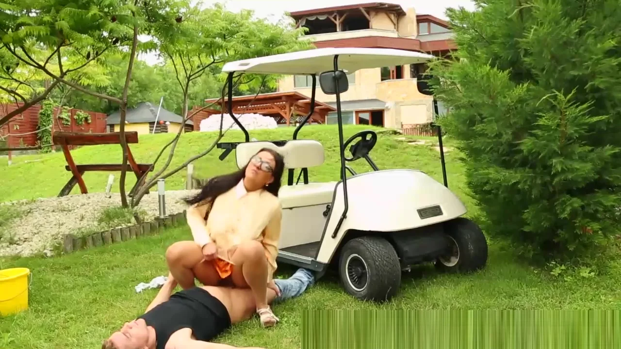 Clothed pantyhose glamour girls fucks on a golf course
