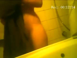 Nice angle on Step sister naked in a shower