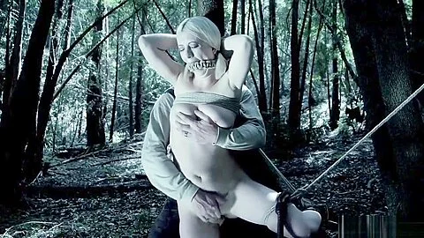 Evil redneck tied up and tormented blonde