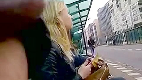 Flashing my dick in public bus stop