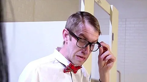 Nerd gets His Dick Wet in School Bathroom