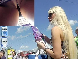 Smoking hot blonde upskirt in the public places