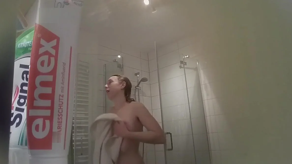 Cute German caught in the shower 1