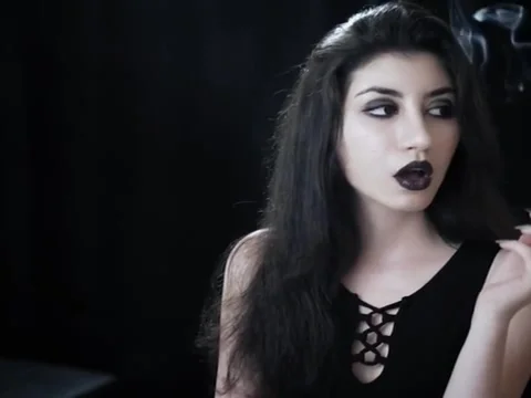 seductive erotic shy submissive smoking goth girl
