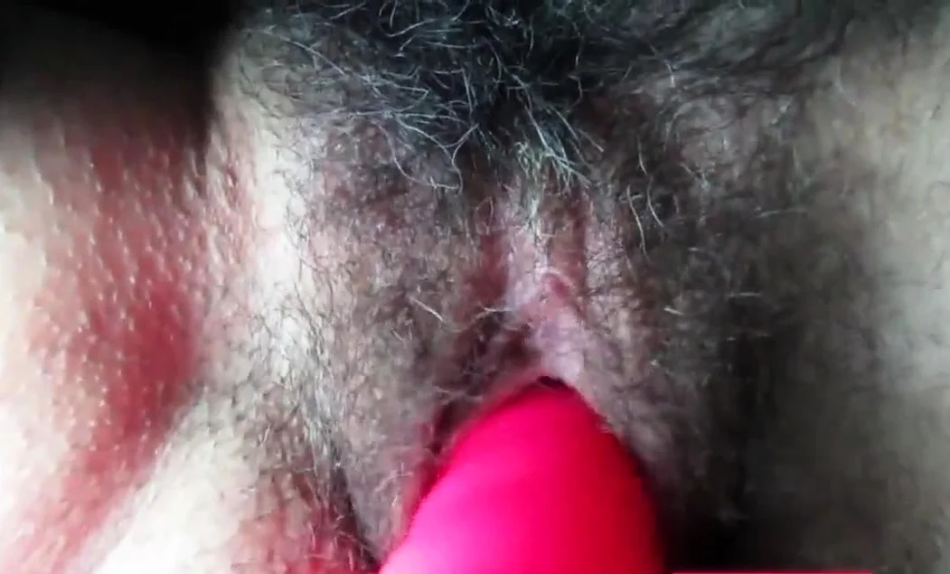 My hairy girl with a vibrator
