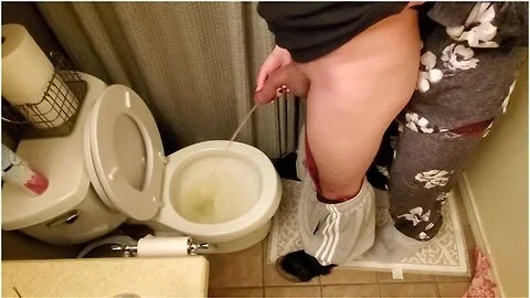 Holding My Boyfriends Cock While He Pees In The Toilet Long Pee Taking Care Of My Man