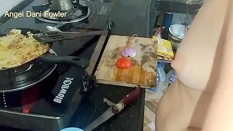 Angel Fowler Cooking Naked In Kitchen With Wet Dripping Pussy Hd- 1080