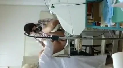 Brunette babe spreads her legs at the ob-gyn's office in sp