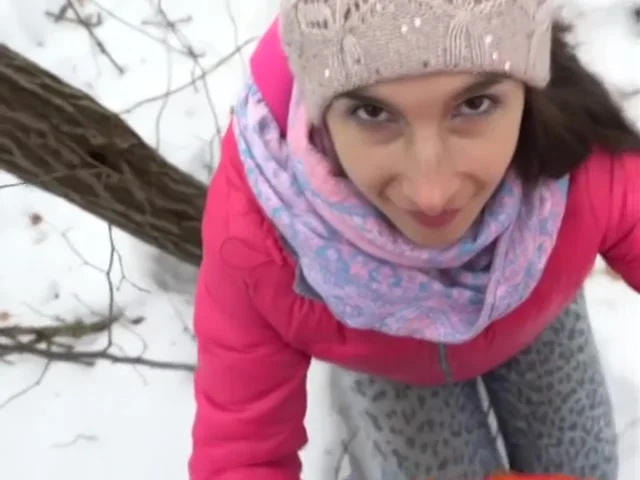 Milking tits and swallow cum in the cold