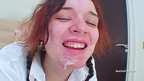Busty British Teen Bukkake