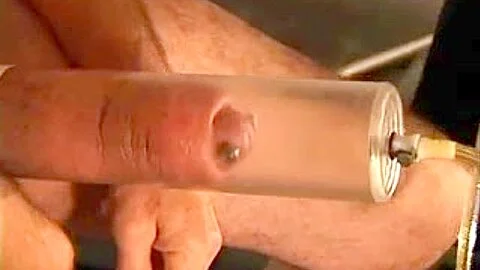 Mature man enjoys cock and ball sexual punishment