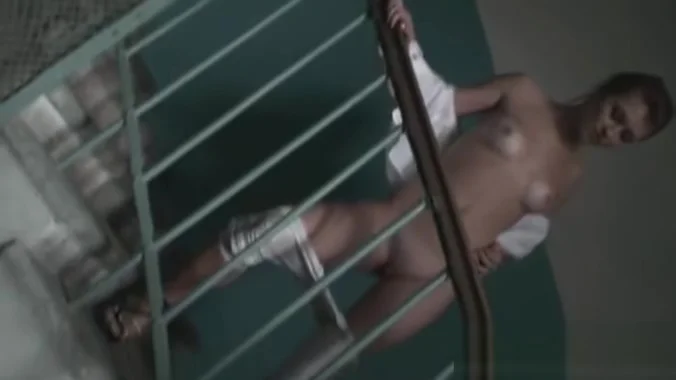 Amateur strip on the stairs