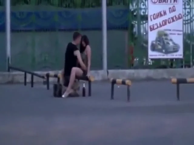 Naughty young couple enjoys copulating in public