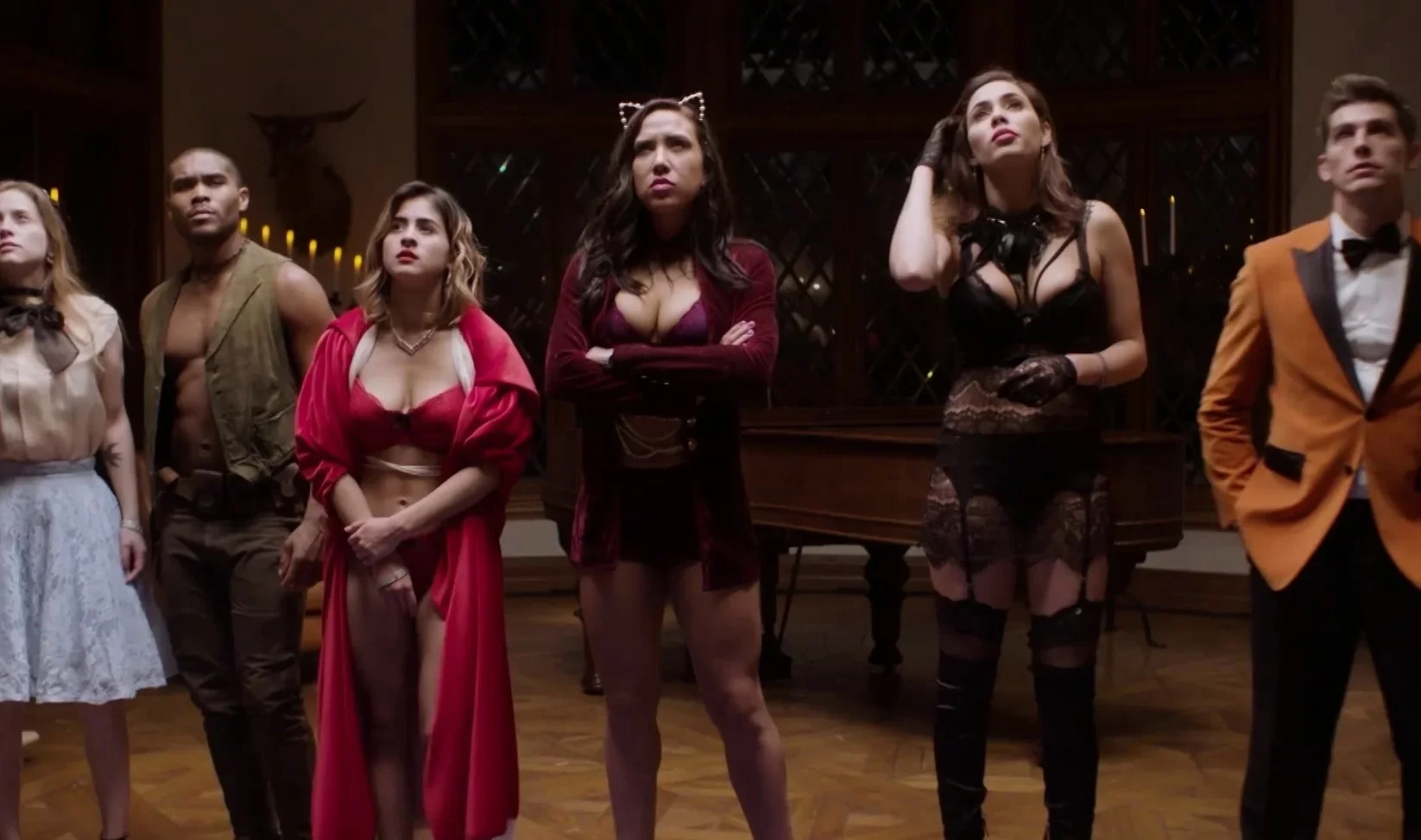 Big tits MILF solving mystery with babes