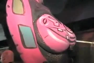 Body painting closeup footage of a busty amateur babe
