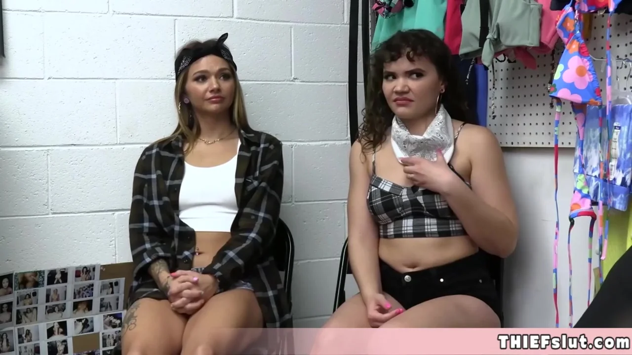 Two Cute Shoplifter Chicks Caught By A Cop And They Immediatly Offer Their Pussy