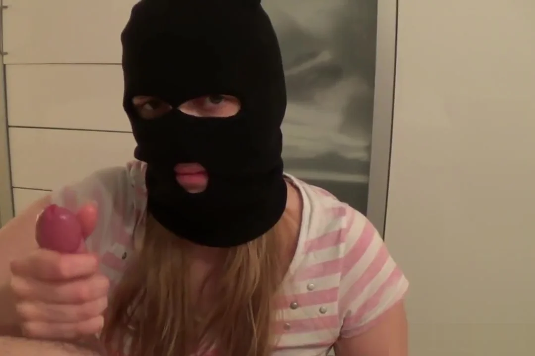 Balaclava handjob from burglar