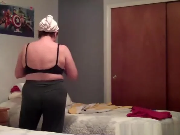 Busty wife with big tits spied in bedroom