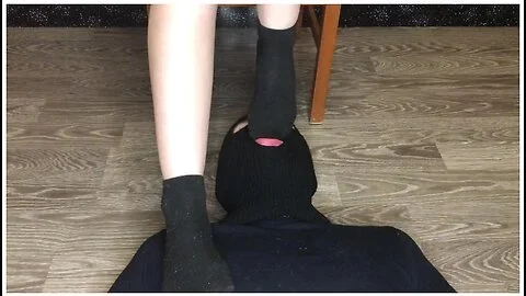 Student 18+ In Dirty Black Socks Smelling Foot Fetish Domination Pov